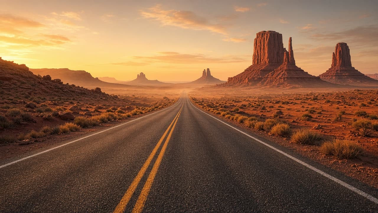 Empty Utah desert highway used as the still